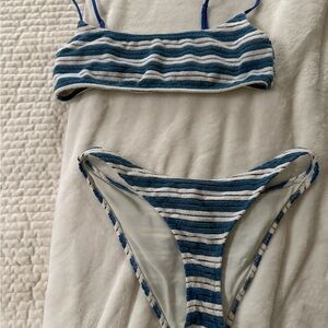 Triangl Blue and White Striped Bikini